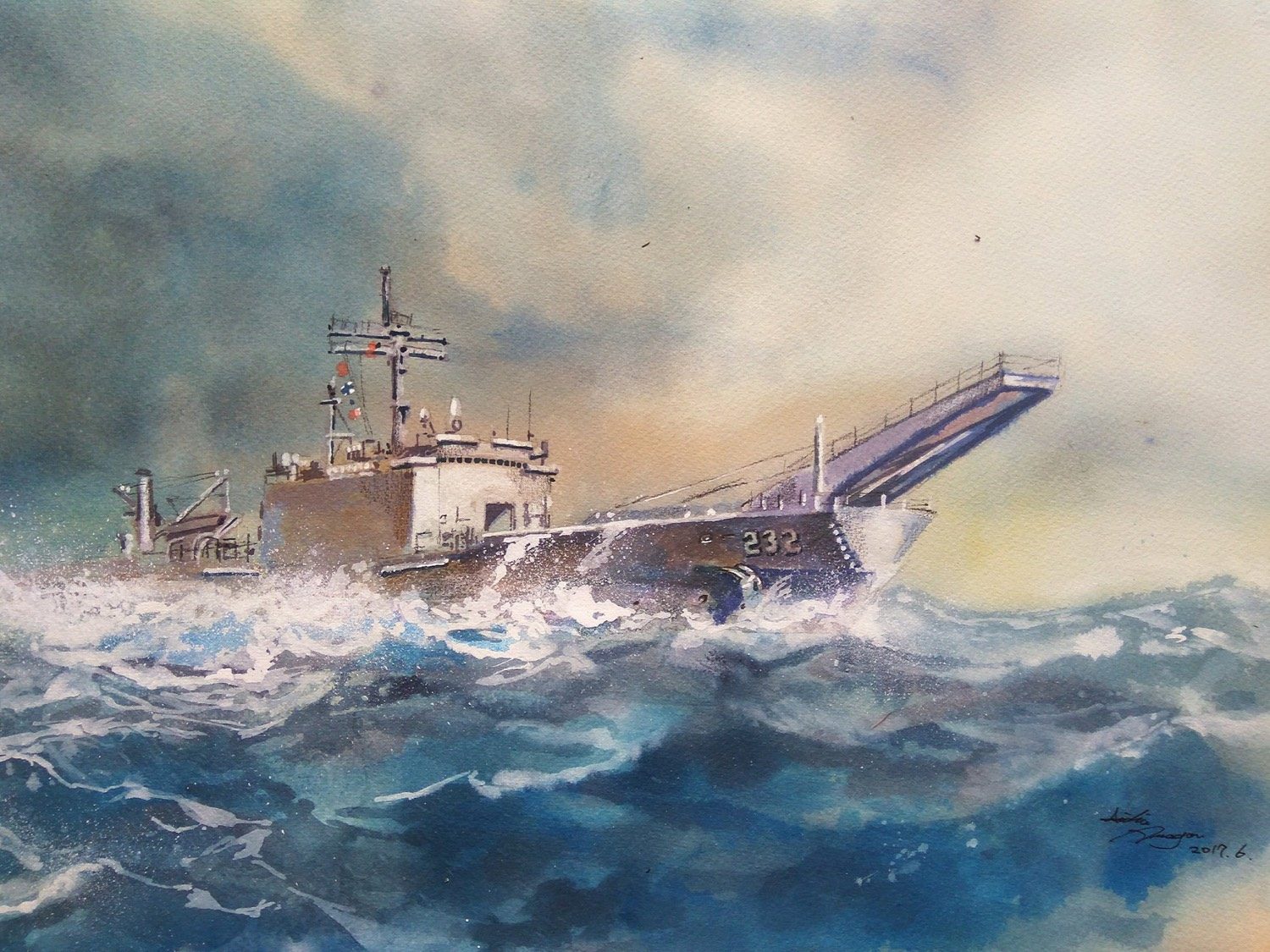 中和，舷號 232，水彩