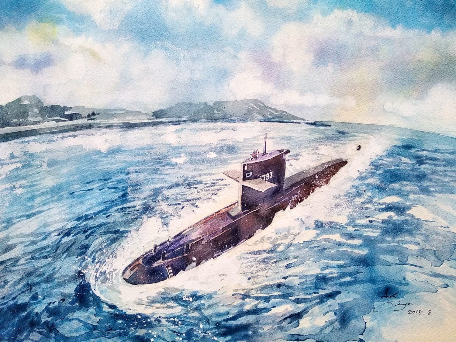 海龍 · 迴旋，舷號 793，水彩
