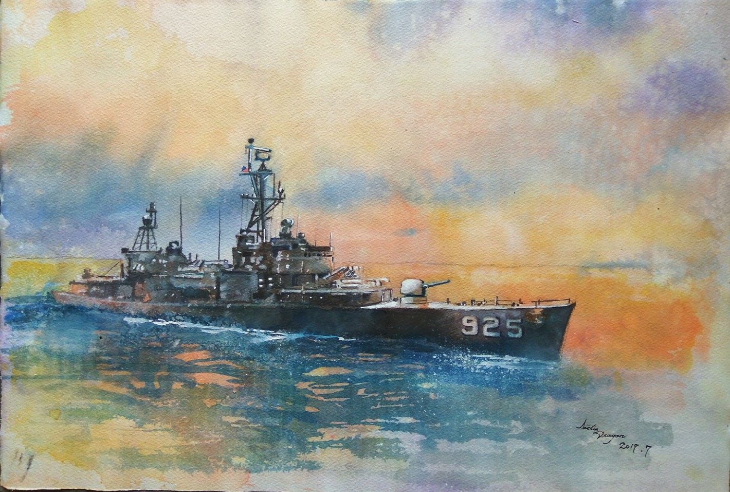 德陽，舷號 925，水彩