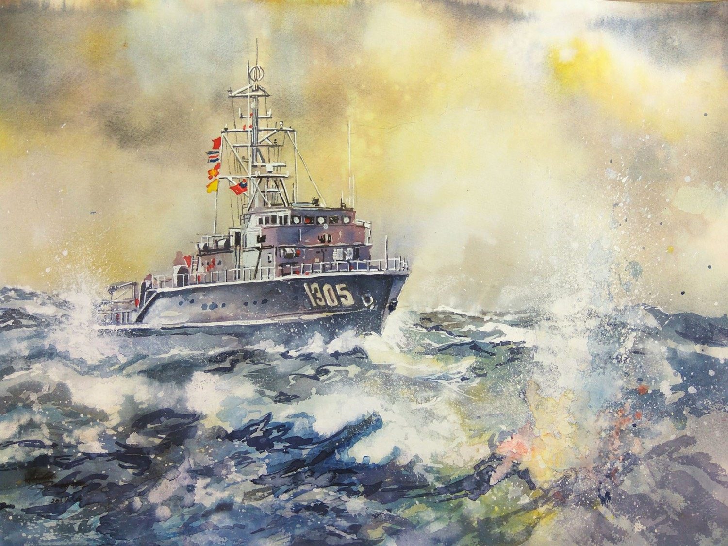 永順，舷號 1305，水彩